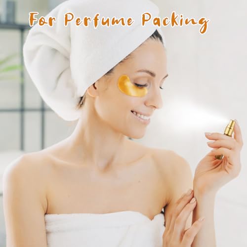 30 Pcs Golden Vials Mini Spray Bottle Amber Glass Fine Mist Perfume Empty Sample Containers with Lids for Travel Cleaning Essential Oils - 5ml/0.17oz