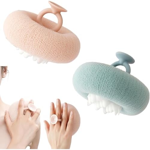 OneNine Super Soft Sunflower Suction Cup Bath Ball, 2-in-1 Sunflower Bath Ball, 2 PCS, Pink, Cyan, Polyurethane, Simplicity, Cute