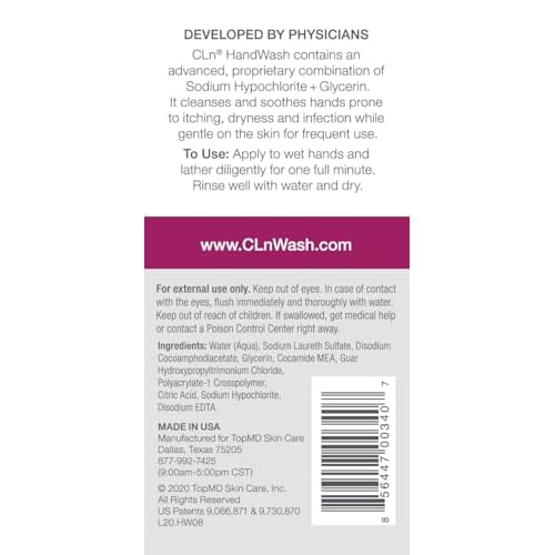 CLn¢ç HandWash - Advanced Hygiene for Hands, Formulated with Glycerin, for Sensitive Skin Prone to Hand Dermatitis, Redness, Irritation, Eczema, and Rash, Fragrance-Free, 8 fl oz