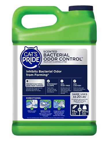 Cat's Pride Max Power: Bacterial Odor Control - Up to 10 Days of Powerful Odor Control - Strong Clumping - 99% Dust Free - Multi-Cat Litter, Scented, 15 Pounds (Pack of 2)