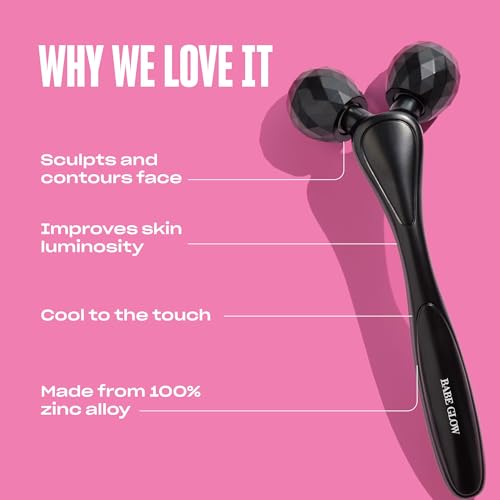 BABE ORIGINAL Facial Massage Pro Face Roller Face Massager Tool, Cooling Zinc Alloy, Dual-Headed Face Sculpting Tool for Firmness