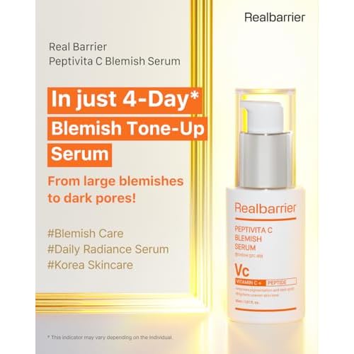 Real Barrier | Peptivita C Blemish Serum | Face Serum for Uneven Skin Tone & Smooth Texture | Vitamin C Face Care for Sensitive Skin | Facial Skin Care Products | Korean Skincare | 1.01 fl oz (30ml)