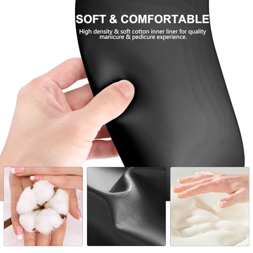 Manicure Arm Rest for Nails Tech,U Shaped Nail Arm Rest Stand,Soft PU Leather Manicure Hand Rest Holder Cushion with Detachable Bracket,Acrylic Nail Salon Home Use(Full Black)
