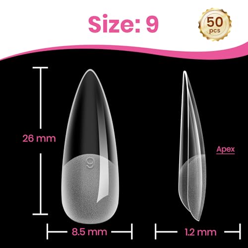 Beetles Tipex Lite Medium Stiletto Nail Tips - 50 Pcs, Size 9