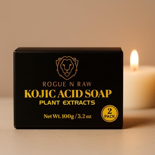Turmeric Kojic Acid Soap Bars with Retinol, Collagen, Vitamin C & Glycerin - Natural Skin Brightening Soap for Dark Spots, Acne Scars & Even Tone - 2 Bars, 100G each