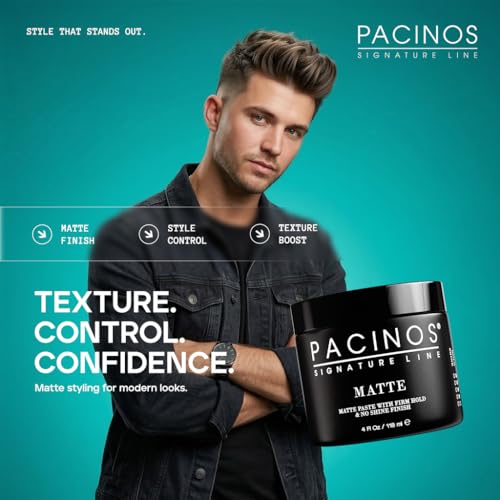 Pacinos Matte Hair Paste for Men | Medium-Firm Hold, No Shine, 4 fl oz
