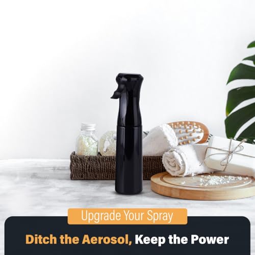 VIGOR PATH 10oz Black Continuous Spray Bottle for Hair & Plants