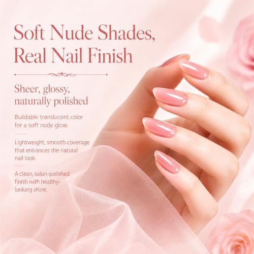Beetles Nude Gel Nail Polish Set - 6 Colors Jelly Sheer