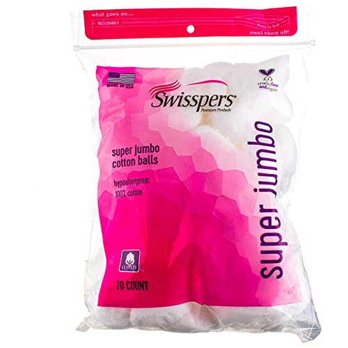 Swisspers Premium Super Jumbo Cotton Balls, Soft Cosmetic Puffs (3 Pack)