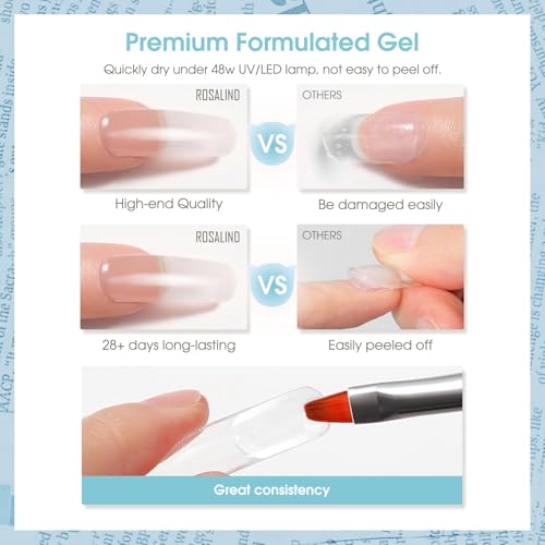 ROSALIND Clear Poly Nail Gel - 2.7oz Large Capacity Extension Builder Gel