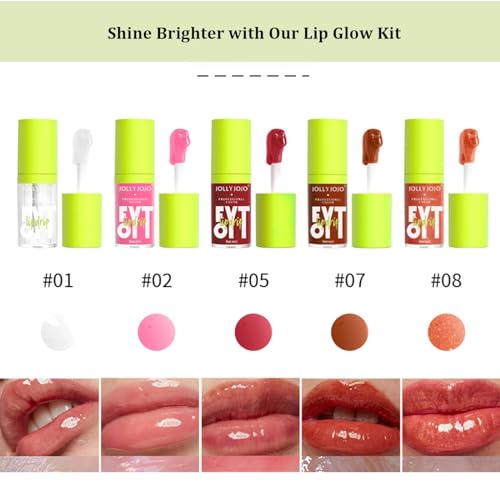 5-Color Tinted Lip Gloss Oil Set - Hydrating Plumping Lip Care Kit