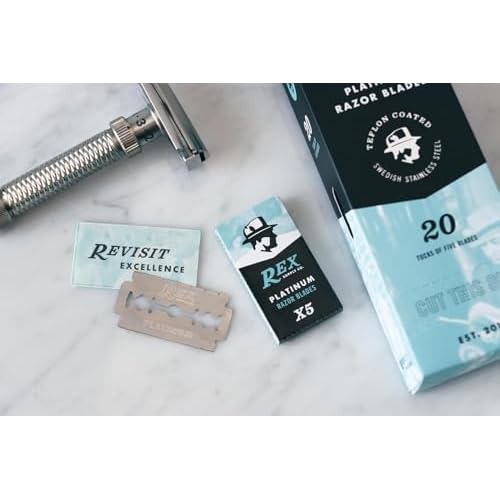 Rex Supply Co., 100 Double Edge Safety Razor Blades, Platinum Coated, Made in the Czech Republic