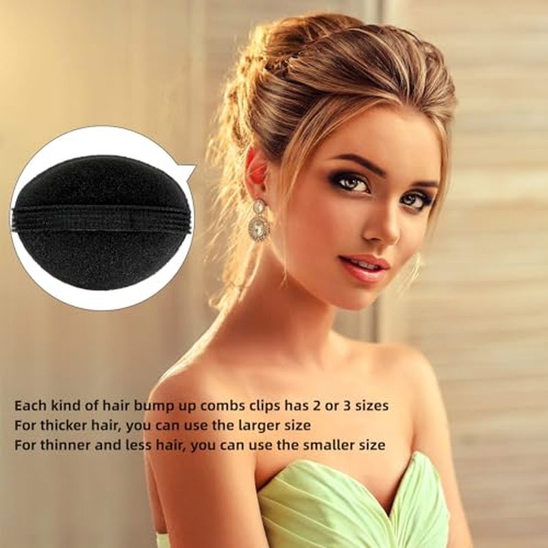 11-Piece Hair Bump Sponge Set with Combs & Clips