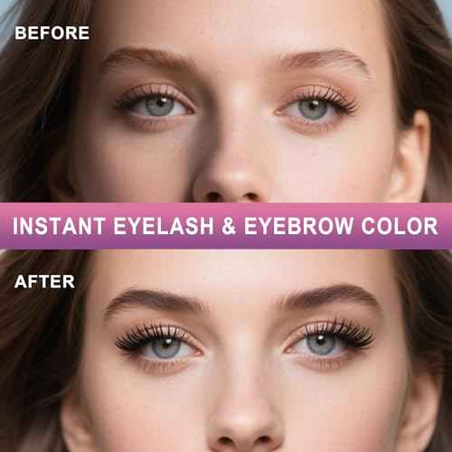 Eyelash & Eyebrow Color Kit, Professional Black Lash & Brow Color Kit, Instant Eyelash & Eyebrow Kit with Natural Bushy Effects, Easy to Use for Salon Home Use 7ml