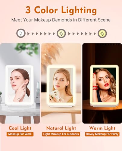 FUNTOUCH Rechargeable Travel Makeup Mirror with 10X Magnification