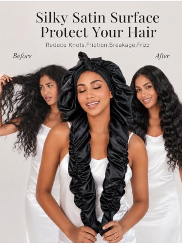 Kemispary Double Layer Satin Bonnet 33-43" XXL for Long Hair & Braids