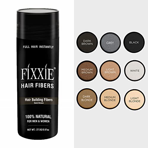 FIXXIE Black Hair Fibers for Thinning Hair 27.5g Bottle - Natural Keratin Hair Concealer for Men & Women
