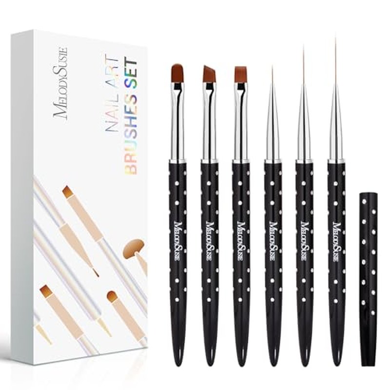 MelodySusie 6-Piece Nail Art Brush Set for DIY Nail Designs
