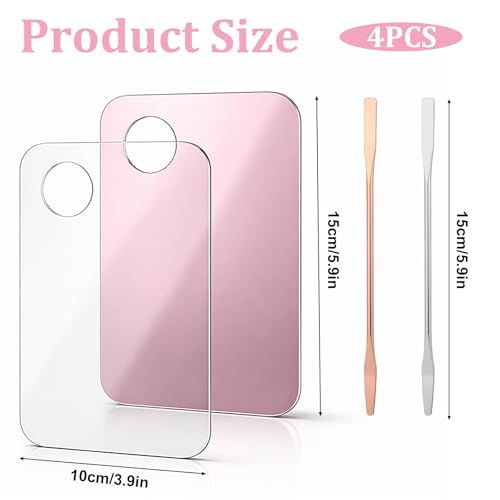 Acrylic Makeup Mixing Tray Set with Spatulas - 4 Pcs