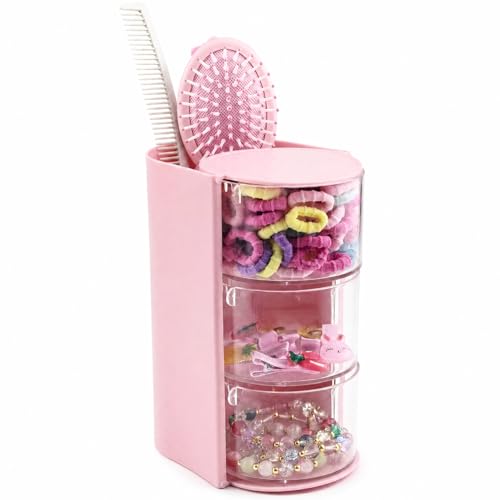Rotating Hair Accessory Organizer with Brush Holder