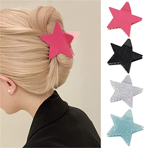 papasgix Star Shining Hair Clip, Metal Hair Clip for Women Girls, Hair Accessories Decoration for Women Girls, Black (1 Count)