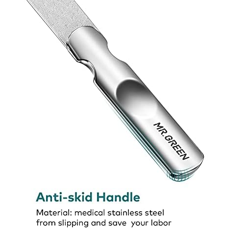 Stainless Steel Nail File with Anti-Slip Handle and Leather Case, 3 pcs Nail Clippers Set Stainless Steel Nail Clippers & Slant EDG Toenail Clipper Cutter