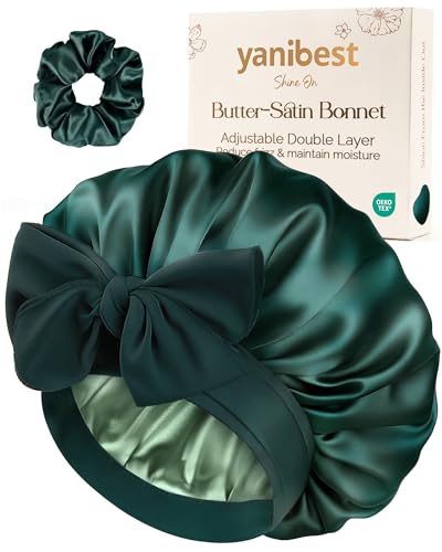 YANIBEST Adjustable Double Layer Satin Bonnet for Sleep