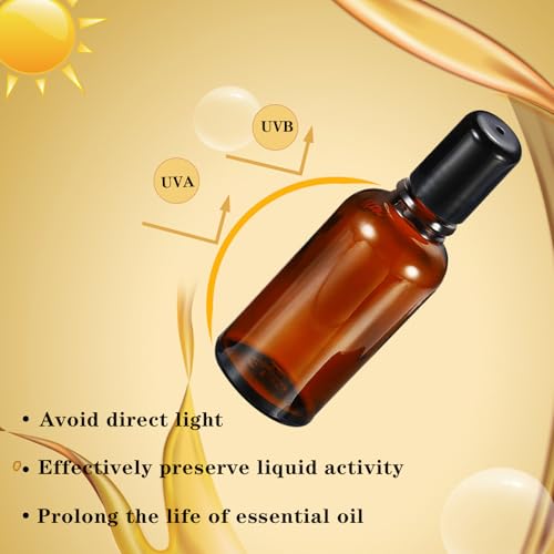 15ml Amber Glass Roller Bottles for Essential Oils, 4 Pack