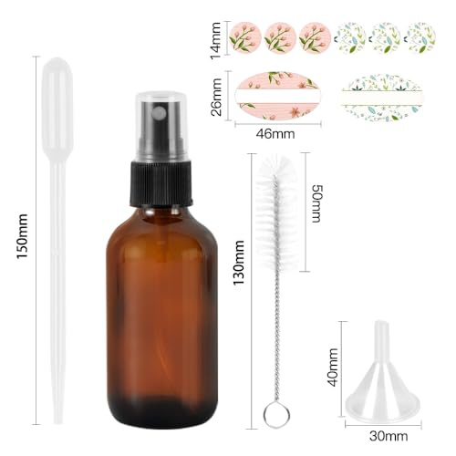 STARSIDE Amber Glass Spray Bottles 16-Pack 4oz with Fine Mist Sprayers & Dust Caps