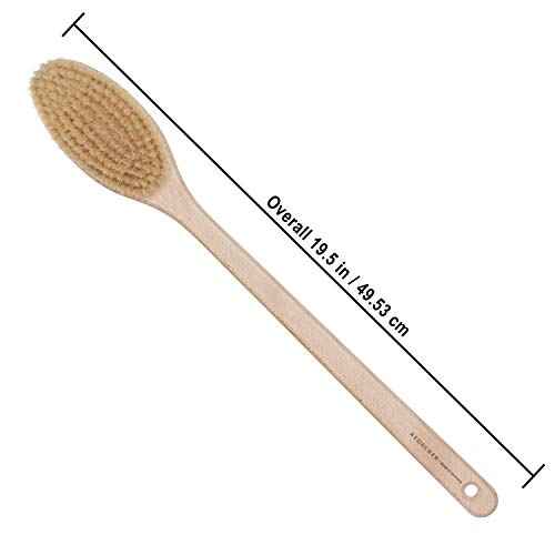 REDECKER Extra Long Beechwood Bath Brush - Natural Pig Bristle Body Brush for Showering, Back Scrubbing, Exfoliating, Dry Brushing and Lymphatic Drainage - Perfect for Hard-to-Reach Areas