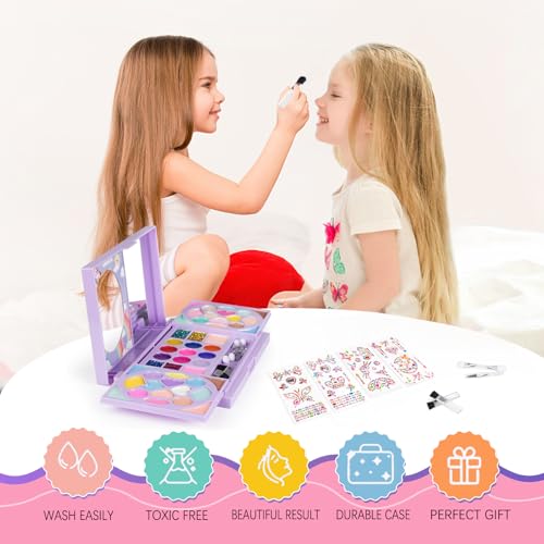 Kids Makeup Kit for Girls Washable Cosmetic Set with 36 Eyeshadows & Lip Glosses