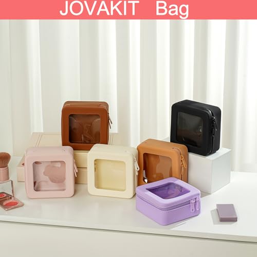 JOVAKIT Clear Makeup Bag Square Portable Silicone Travel Cosmetic Bag for Women, Transparent Toiletry Bags, Gifts for Women Make Up Pouch Car Organizer Case with Zippers for Essentials (Black)