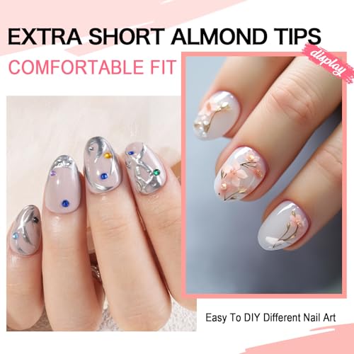 Extra Short Almond Full Cover Nail Tips - 216pcs, 12 Sizes
