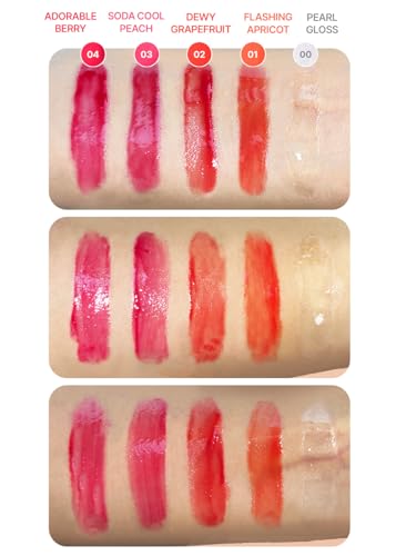 COLORGRAM Fruity Glass Tint 03 Soda Cool Peach | Glossy Dewy Lip Gloss, Highly Pigmented Peach, Pink Shade with Glowing effect, Buildable & Blendable 0.11 Oz.