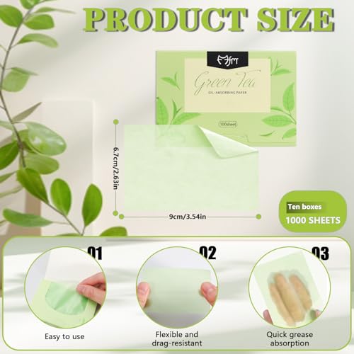 Oil Blotting Sheets for Face - 1000pcs Bamboo Charcoal
