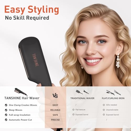 TANSHINE 1.25 Inch Dual Barrel Curling Iron for Beach Waves
