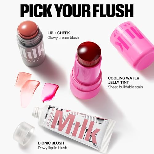 Milk Makeup Cooling Water Jelly Tint ? Sheer Lip + Cheek Stain with Vegan Collagen, Seawater + Aloe ? Hydrating, Long-Lasting, Buildable Lip Tint + Blush ? 2-Pack ? Burst + Chill, 0.17 oz