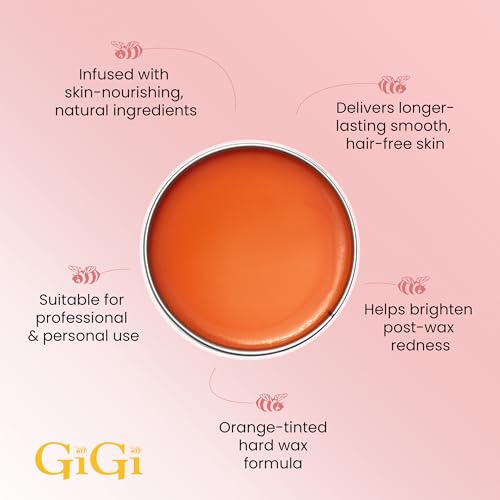 Gigi Neon Hard Wax ? Papaya, Stripless Wax for Hair Removal, Ideal for Sensitive Skin, 14 Oz