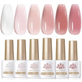 Born Pretty Sheer Jelly Nude Pink Gel Nail Polish Set - 6 Pcs, 7ml