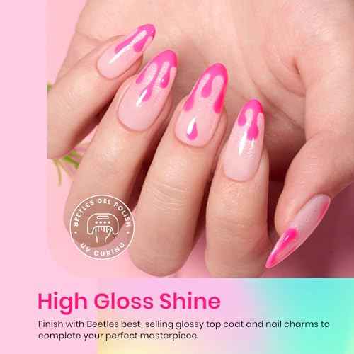 Beetles Gel Nail Polish Set, Orange Yellow Pink Turquoise Green Glitter Soak Off UV LED Gel Polish Summer Ice Cream Theme for DIY & Professional Manicure