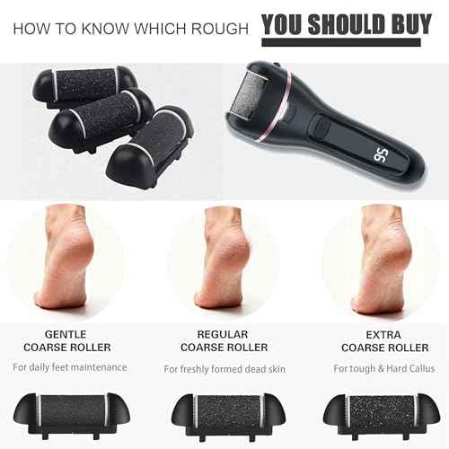 12 Pack Replacement Refill Rollers for Electric Foot File Callus Remover Pedicure Kit Tools Grinding Roller Head for Hard Callus and Tough Dead Skin (12pcs Extra Coarse)