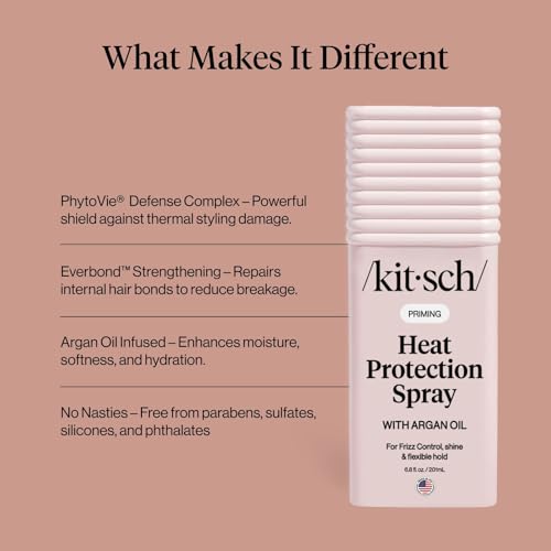 Kitsch Heat Protectant Spray with Argan Oil - 450°F Protection (6.8 oz)