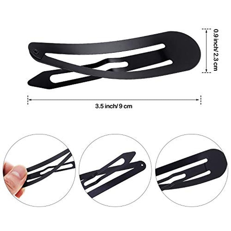 50 Pcs Large Metal Snap Hair Clips 3.5 Inch Black