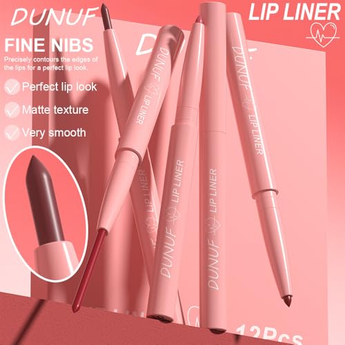 12-Color Matte Lip Liner Set, Waterproof & Long-Lasting