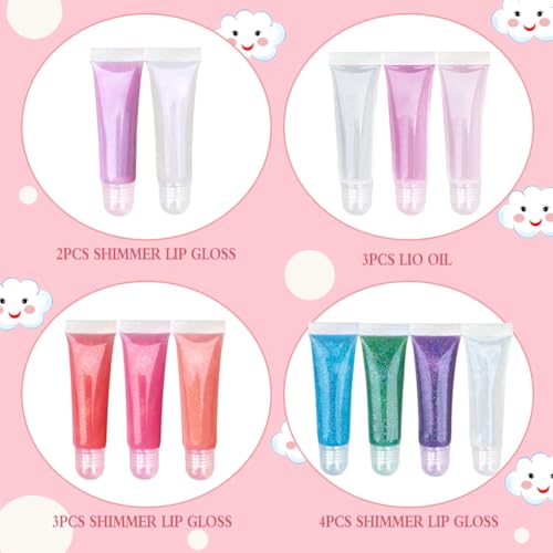 M&U Glitter Lip Gloss Set 12pc with Case - Kids Makeup