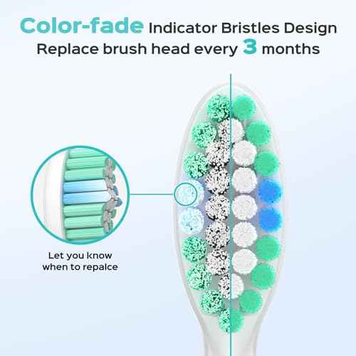 COSLUS Electric Toothbrush Replacement Heads: Compatible with C40 (DY-108Pro), 6 Pack with W-Shaped Design, White
