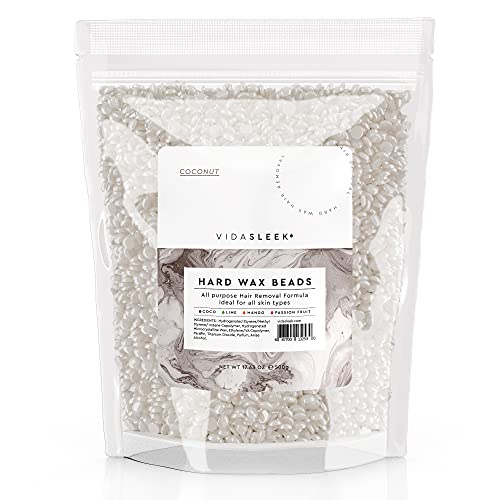 VidaSleek Hard Wax Beads - All Purpose Hair Removal Wax - No Strips Needed - Coconut Scent - 17.63 oz