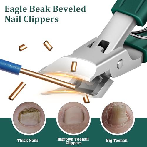 Eagle Beak Nail Clipper Set - Ultra Sharp Stainless Steel, 3-Piece for Thick & Ingrown Toenails