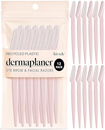 Kitsch Dermaplane Facial Razors - Exfoliating Face Shaver, 12 Pack (Blush)