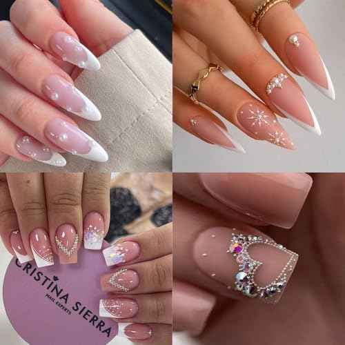 Nail Art Pearls Flatback Rhinestones Nail Charms Gold Silver White Half Round Supplies Luxurious Design Accessories Rhinestones for Women DIY Manicure Decorations